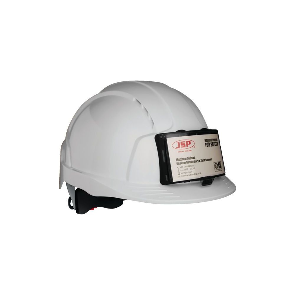 Casque Evolite Noir Porte Badge Bande Réfléchissante JSP - Léger Et Confortable