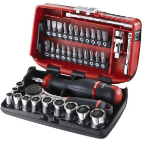 Cliquet et douille 1/4 coffret de 38 pièces R2NANOPB