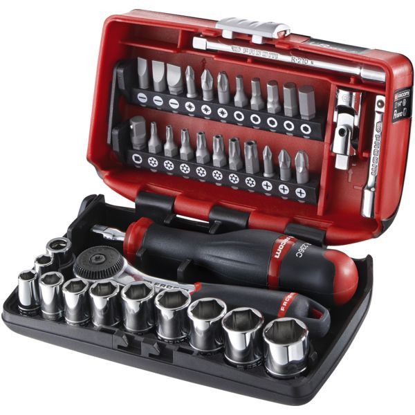 Cliquet et douille 1/4 coffret de 38 pièces R2NANOPB