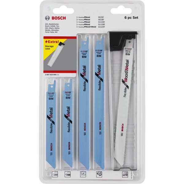 Pack de 6 lames de scie sabre Bois et Métal