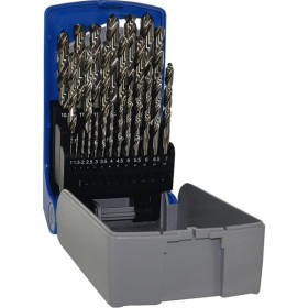 25 forets  G T de 1 à 13 mm par 0,5 mm en coffret