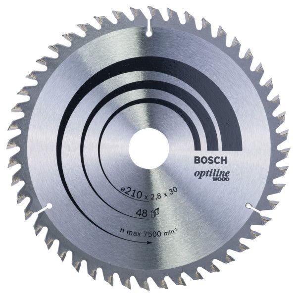 Lame scie circulaire Optiline Bois 210x30x2,8mm , 48D