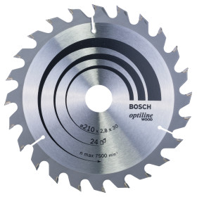 Lame scie circulaire Optiline Bois 210x30x2,8mm , 24D