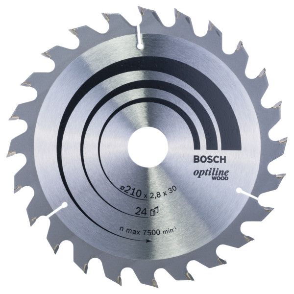 Lame scie circulaire Optiline Bois 210x30x2,8mm , 24D