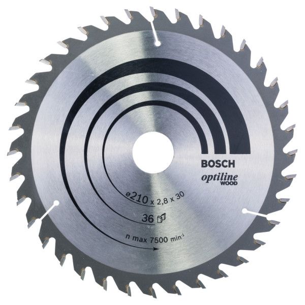 Lame scie circulaire Optiline Bois 210x30x2,8mm , 36D