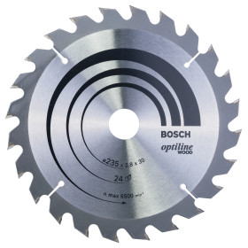 Lame scie circulaire Optiline Bois 235x30/25x2,8mm , 24D