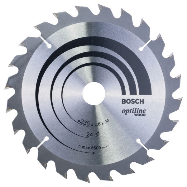 Lame scie circulaire Optiline Bois 235x30/25x2,8mm , 24D