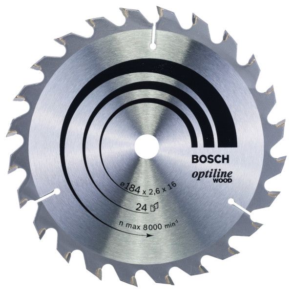 Lame scie circulaire Optiline Bois 184x16x2,6mm , 24D