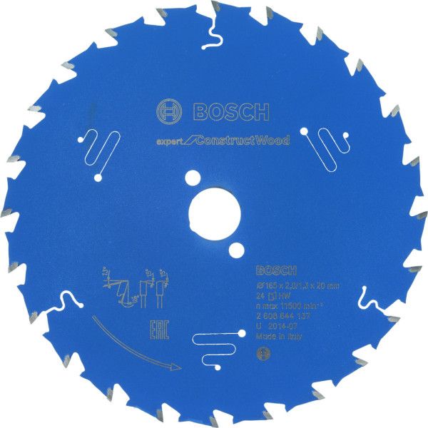 Lame scie circulaire Expert Bois de construction 165x20x2,0mm , 24D