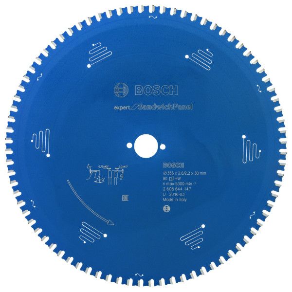 Lame scie circulaire Expert Panneaux Sandwich 355x30x2,6mm , 80D