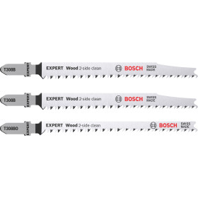 Kit 3 Lames scie sauteuse EXPERT Sans éclat Bois 117mm 2x T308B, 1x T308BO