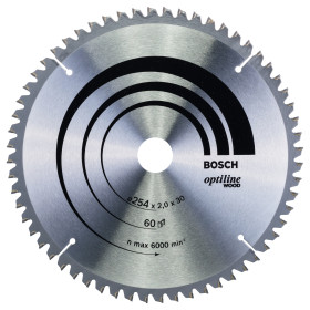 Lame scie circulaire Optiline Bois 254x30x2,0mm , 60D