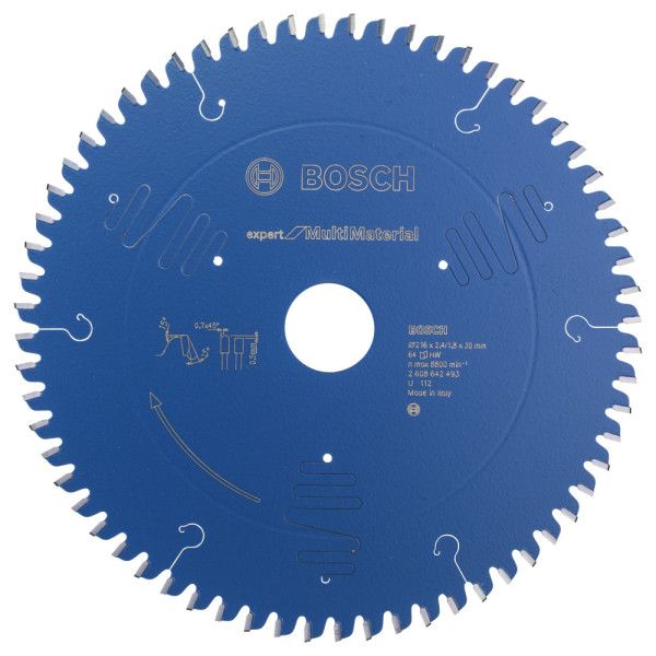 Lame scie circulaire Expert Multimatériaux 216x30x2,4mm , 64D