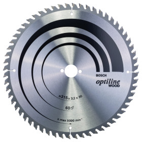 Lame scie circulaire Optiline Bois 315x30x3,2mm , 60D
