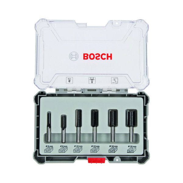 Coffret de 6 fraises droites, queue de 8mm