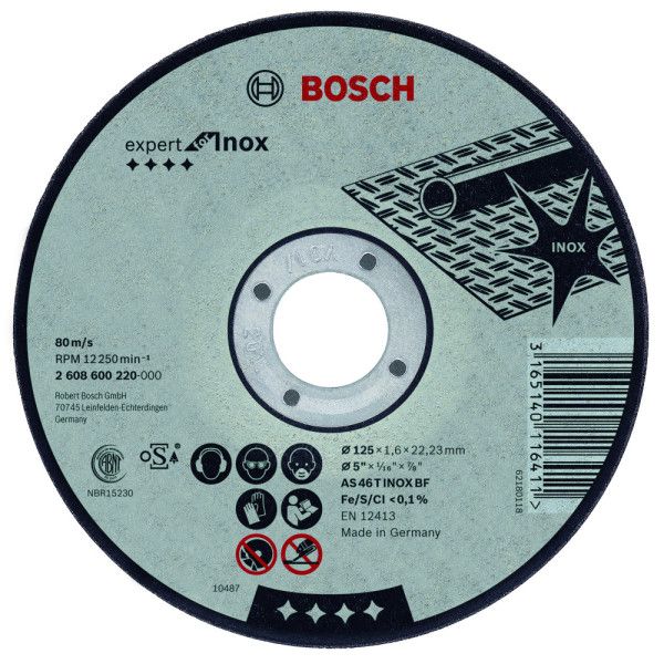 Disque 125x1,6 mm inox plat