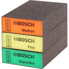 3 éponges abrasives "plateaux" bois et peinture 3 grains 69x97x26mm