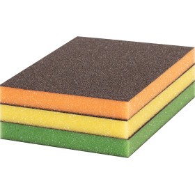 3 éponges abrasives "arrondis" bois et peinture 3 grains 69x97x26mm