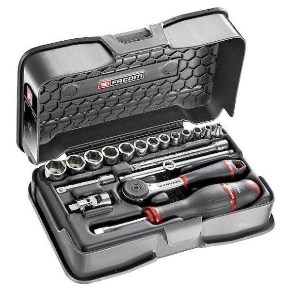Coffret douil 1/4' 6p mm r.161b 19pc - FACOM R.161-3P6