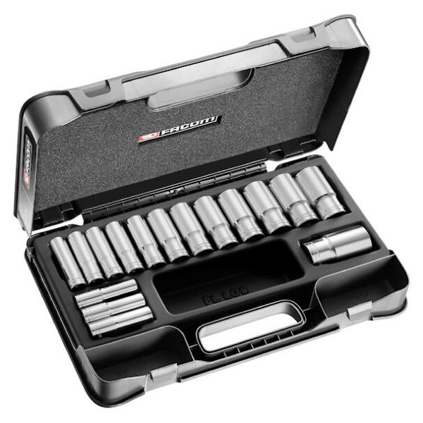Coffret douil 1/2' longues 12p mm 16pc - FACOM S.404AE