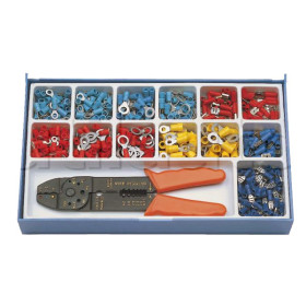 Coffret assortiment plastique cosses pré isolées + pince