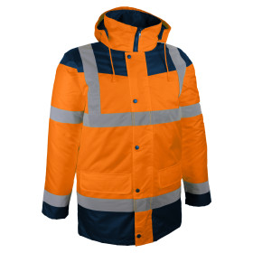 Parka haute visibilité orange fluo et bleu marine Paloma