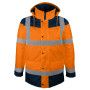 Parka haute visibilité orange fluo et bleu marine Paloma