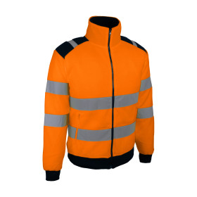Veste polaire haute visibilité orange fluo et bleu marine Polgo