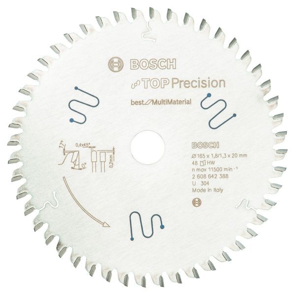 Lame de scie circulaire Top Precision Best for Multi Material 165 x 20 x 1,8 mm, 48
