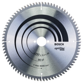 Lame de scie circulaire Optiline Wood 250 x 30 x 3,2 mm, 80