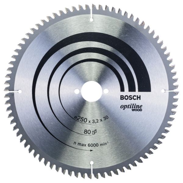 Lame de scie circulaire Optiline Wood 250 x 30 x 3,2 mm, 80