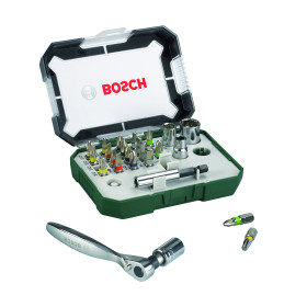 Set d’embouts de vissage + cliquet, 26 pièces