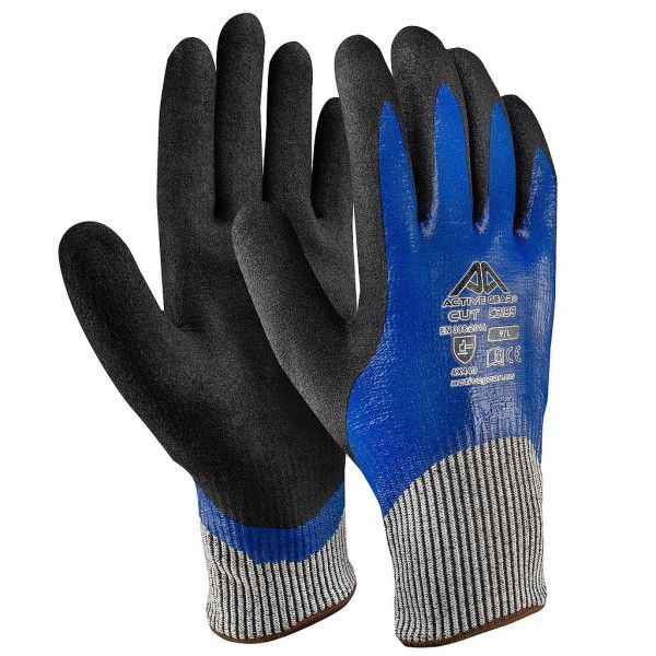 Gant enduction totale en nitrile bleu et noir Active Cut C3190