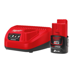 M12 PACKNRJ-201 - Pack NRJ 12V, 2,0 Ah Red Lithium, système M12  - 1 batterie M12B2, 1 C12C, Carton