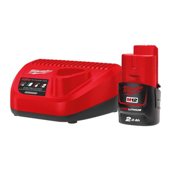 M12 PACKNRJ-201 - Pack NRJ 12V, 2,0 Ah Red Lithium, système M12  - 1 batterie M12B2, 1 C12C, Carton