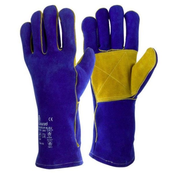 Gant soudeur bleu en croûte de bovin