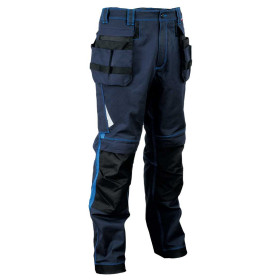 Pantalon multipoches polyester coton bleu navy et bleu royal Leiria