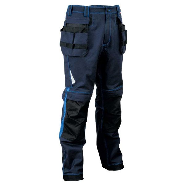 Pantalon multipoches polyester coton bleu navy et bleu royal Leiria