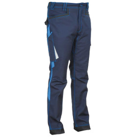 Pantalon multipoches polyester coton bleu navy et bleu royal Montijo
