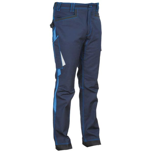 Pantalon multipoches polyester coton bleu navy et bleu royal Montijo