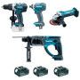 ENSEMBLE DE 4 MACHINES 18 V LI-ION 4 AH DLX4054MX1