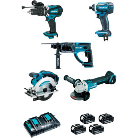 ENSEMBLE DE 5 MACHINES 18 V LI-ION 5 AH DLX5039PTJ