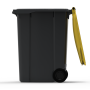 Bac poubelle à déchets 2 roues 360 litres gris couvercle jaune