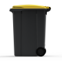 Bac poubelle à déchets 2 roues 360 litres gris couvercle jaune