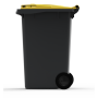 Bac poubelle à déchets 2 roues 240 litres gris couvercle jaune