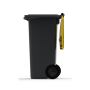 Bac poubelle à déchets 2 roues 120 litres gris couvercle jaune