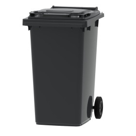 Bac poubelle à déchets 2 roues 240 litres gris couvercle gris