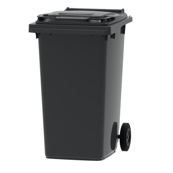 Bac poubelle à déchets 2 roues 240 litres gris couvercle gris