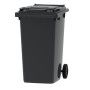 Bac poubelle à déchets 2 roues 240 litres gris couvercle gris