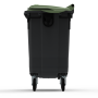 Bac poubelle à déchets 4 roues 770 litres gris avec tourillons couvercle vert